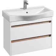 Тумба подвесная с раковиной Акватон Нортон 80 см 1A2489K0NT010, белый/дуб эндгрейн - фото 