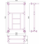 Полотенцесушитель водяной Сунержа Ренессанс 1452 с полкой П5 850х500 мм 12-0282-8650, белый - фото 6