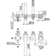 Смеситель для ванны Cezares PORTA-BVDM4-NOP, черный, Цвет производителя: чёрный - фото 2