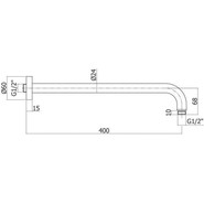 Кронштейн стеновой для верхнего душа Paffoni Rock 400 мм ZSOF034CR - фото 3