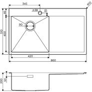Кухонная мойка Omoikiri Akisame 86-IN-L (4993760) 1,2 мм, нержавеющая сталь - фото 3