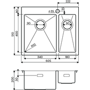 Кухонная мойка Omoikiri Akisame 60-2 IN-L (4993775) 1,2 мм, нержавеющая сталь - фото 3