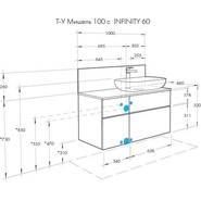 Тумба подвесная со столешницей Акватон Мишель 100 см 1A244101MIX40, белый софт/дуб эндгрейн (столешница ДСП) - фото 5