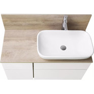 Тумба подвесная со столешницей Акватон Мишель 100 см 1A244101MIX40, белый софт/дуб эндгрейн (столешница ДСП) - фото 3