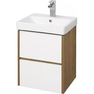 Тумба подвесная с раковиной Акватон Сканди 45 см 1A2516K0SDZ90, белый/дуб рустикальный - фото 