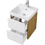 Тумба подвесная с раковиной Акватон Сканди 45 см 1A2516K0SDZ90, белый/дуб рустикальный - фото 2