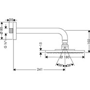 Верхний душ Hansgrohe Raindance S 180 1 jet 27471000, латунь - фото 2