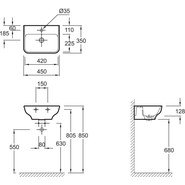 Раковина подвесная Jacob Delafon Struktura 45 см EGH112-00 - фото 5