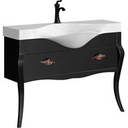 Тумба напольная с раковиной Aqwella Clarberg Borgia 110 см BOR0111BLK, черный матовый/патина медь - фото 