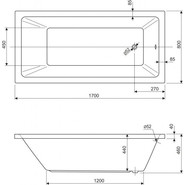 Ванна акриловая Cezares Plane Solo 170x80 см PLANE SOLO-170-80-49, Размер - мм: 1700х800 - фото 3