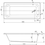 Ванна акриловая Cezares Plane Solo Mini 180x80 см PLANE SOLO MINI-180-80-42, Размер - мм: 1800х800 - фото 3