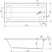 Ванна акриловая Cezares Plane Solo Mini 170x70 см PLANE SOLO MINI-170-70-42, Размер - мм: 1700х700 - фото 3