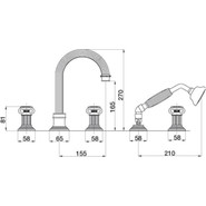 Смеситель для ванны Cezares OLIMP-BVD-02-M, бронза - фото 2