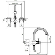 Смеситель для ванны Cezares OLIMP-VD-03/24-O, золото, Цвет производителя: золото - фото 2