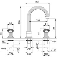 Смеситель для раковины Cezares OLIMP-BLS2-A-03/24-O, золото - фото 2