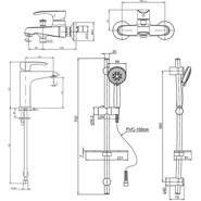 Набор смесителей 3 в 1 для ванны с коротким изливом Paini Palermo PACRKIT3 - фото 4