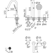 Смеситель для ванны Cezares LEAF-BVDM4-NOP, черный матовый, Цвет производителя: чёрный матовый - фото 2
