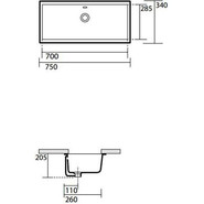 Раковина врезная под столешницу Kerasan Slim 75 см 022501 - фото 3