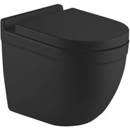 Унитаз подвесной CeramaLux Rimless 2198MB с крышкой микролифт, черный матовый, Цвет производителя: чёрный матовый - фото 