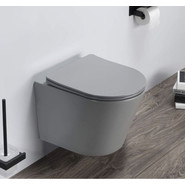 Унитаз подвесной CeramaLux Rimless B2330-3MH с крышкой микролифт, светло-серый - фото 