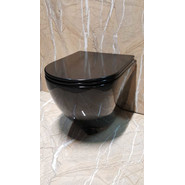 Унитаз подвесной CeramaLux Rimless CL2196 -18 с крышкой микролифт, черный глянцевый, Цвет производителя: чёрный глянцевый - фото 3