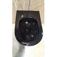 Унитаз подвесной CeramaLux Rimless CL2196 -18 с крышкой микролифт, черный глянцевый, Цвет производителя: чёрный глянцевый - фото 4