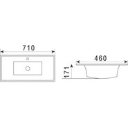 Раковина врезная на столешницу CeramaLux N 71 см JY-807-70 - фото 3
