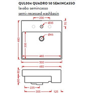 Раковина врезная на столешницу Artceram Quadro Semincasso 50 см QUL004 01 00 - фото 3