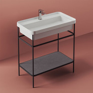 Раковина с металлической консолью ArtCeram Fuori Scala 77 см TFL035 05 00 *1, белый матовый/чёрный матовый - фото 