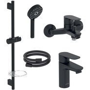 Набор смесителей 3 в 1 для ванны с коротким изливом Jacob Delafon Oscar E29847RU-BL, черный матовый - фото 