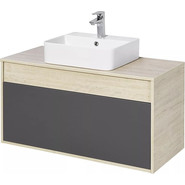 Тумба подвесная со столешницей Акватон Лофт Урбан 100 см 1A247701LQX60, дуб орегон/серый графит - фото 2