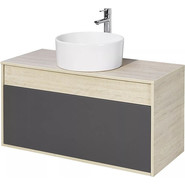 Тумба подвесная со столешницей Акватон Лофт Урбан 100 см 1A247701LQX60, дуб орегон/серый графит - фото 4