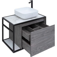 Тумба подвесная со столешницей Aquanet Nova Lite Loft 75 см 261653, дуб рошелье R - фото 6