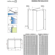 Душевое ограждение Radaway Essenza Pro Gold Walk-in III 160x90 см, золото/прозрачное - фото 6