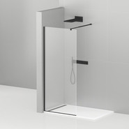 Душевая перегородка Cezares 115 см LIBERTA-L-1-115-C-NERO (телескопический кронштейн, стекло 8 мм) черный/прозрачное - фото 