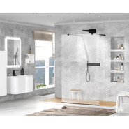 Душевая перегородка Cezares 140 см LIBERTA-L-2-140-C-NERO (телескопические кронштейны, стекло 8 мм) черный/прозрачное - фото 2