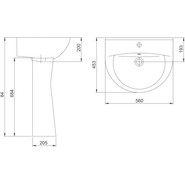 Раковина подвесная Santeri Виктория 56 см 1.3111.6.S00.11B.0 - фото 3