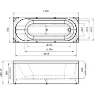 Ванна акриловая Радомир Виктория 180x70 см (в комплекте каркас), Размер - мм: 1800х700 - фото 4