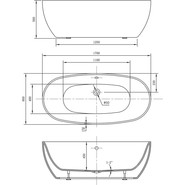 Ванна отдельностоящая Vincea 170x80 см VBT-405-1700MB, черный матовый/белый матовый - фото 3
