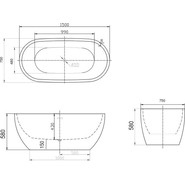 Ванна отдельностоящая Art&Max 150x75 см AM-218-1500-750 - фото 3