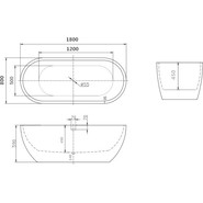 Ванна отдельностоящая Art&Max 180x80 см AM-218-1800-800 - фото 3
