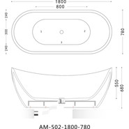 Ванна отдельностоящая Art&Max 180x78 см AM-502-1800-780 - фото 4