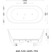 Ванна отдельностоящая Art&Max 169x79 см AM-520-1695-795 - фото 5