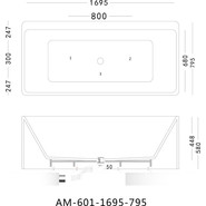 Ванна акриловая Art&Max 179x79 см AM-601-1795-795 - фото 5