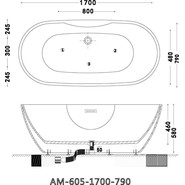 Ванна отдельностоящая Art&Max 170x79 см AM-605-1700-790 - фото 5