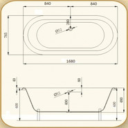 Ванна отдельностоящая Magliezza Patricia BR 168x76 см (ножки бронза) - фото 6