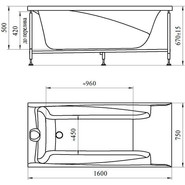 Ванна гидромассажная Радомир Фелиция 160x75 см (Гидромассаж "Баланс") - фото 2