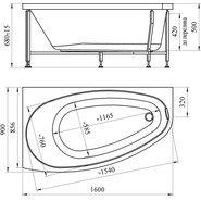 Ванна гидромассажная Радомир Орсини 160x90 см L (Гидромассаж "Релакс" Bronze) - фото 2