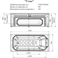 Ванна гидромассажная Радомир Уэльс 170x75 см (Гидромассаж "Стандарт" Chrome) - фото 2