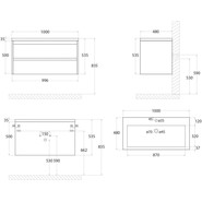 Тумба подвесная с раковиной Art&Max Family-1000-2C-SO-BL 100 см, белый глянец - фото 5